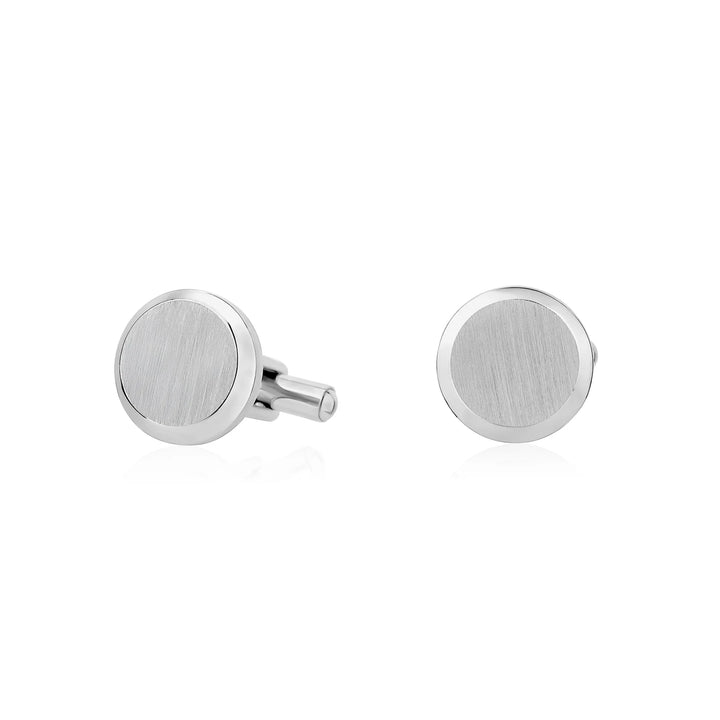 A.R.Z Steel Beveled Edge Round Cufflinks