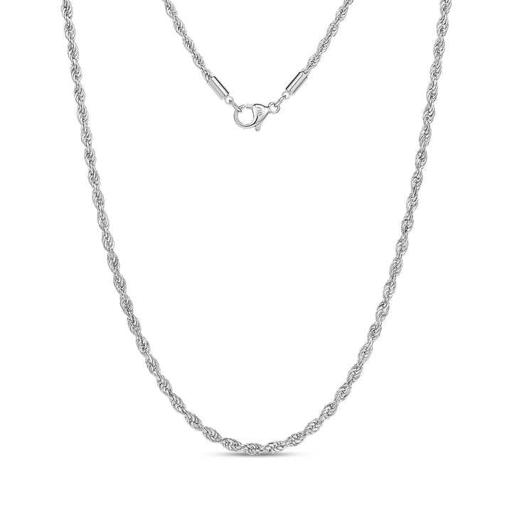 A.R.Z Steel Slim Rope Chain Necklace 2mm