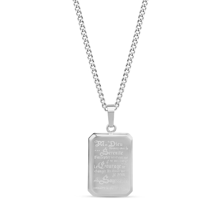 A.R.Z Steel French Serenity Prayer Pendant