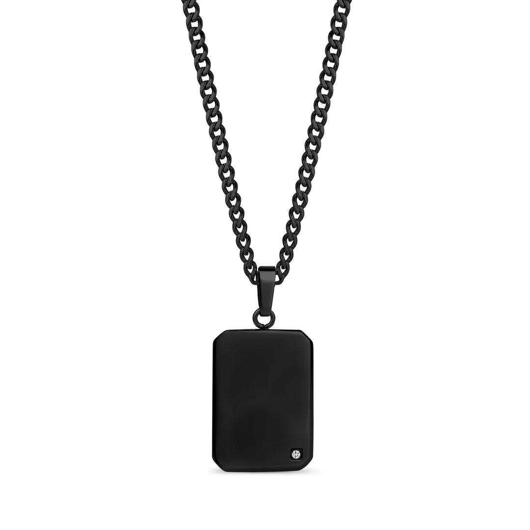 A.R.Z Steel High Polished Lab Diamond Dog Tag