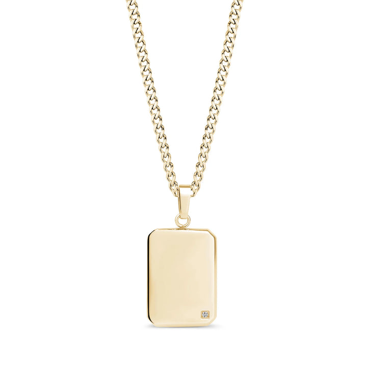 A.R.Z Steel High Polished Lab Diamond Dog Tag