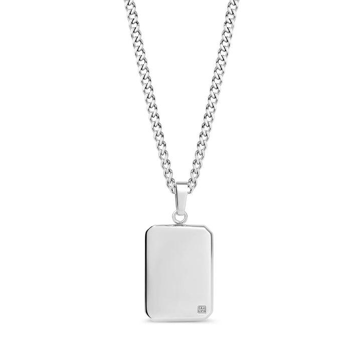 A.R.Z Steel High Polished Lab Diamond Dog Tag