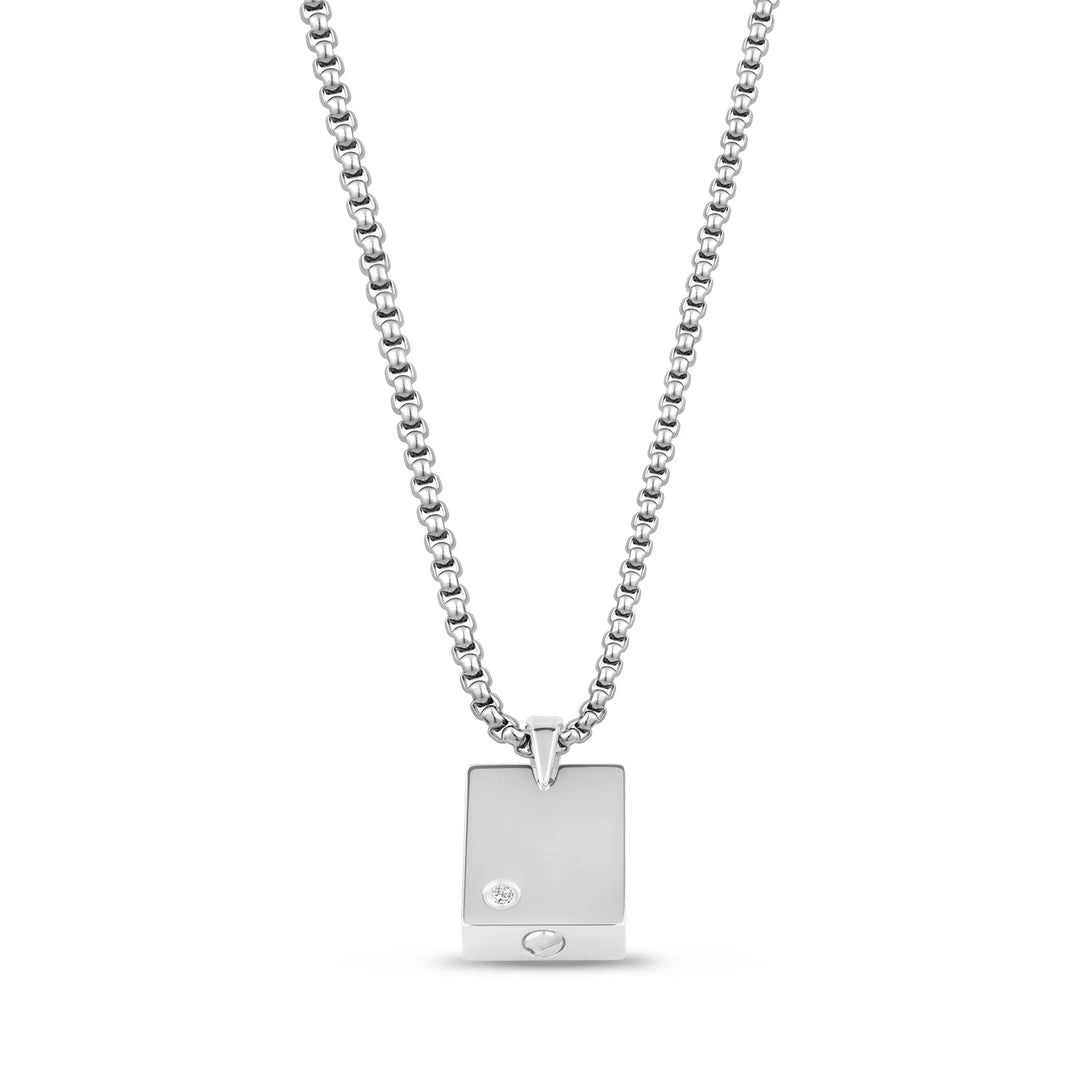 A.R.Z Steel Lab-Grown Diamond Rectangle Cremation Pendant
