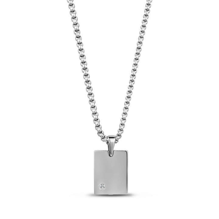 A.R.Z Steel Lab-Grown Diamond Rectangle Cremation Pendant