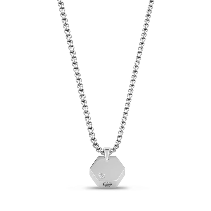 A.R.Z Steel Lab-Grown Diamond Hexagon Cremation Pendant
