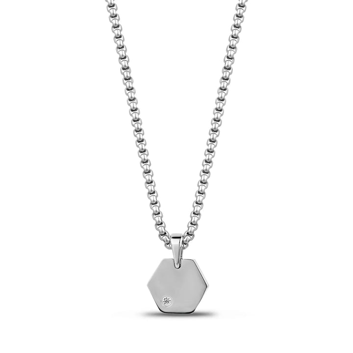 A.R.Z Steel Lab-Grown Diamond Hexagon Cremation Pendant