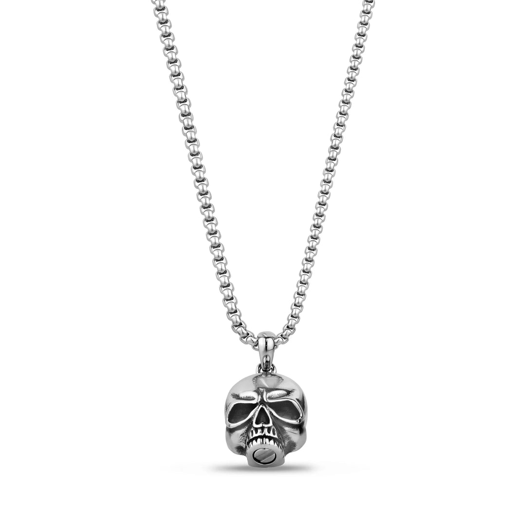 A.R.Z Steel Engravable Skull Urn Pendant