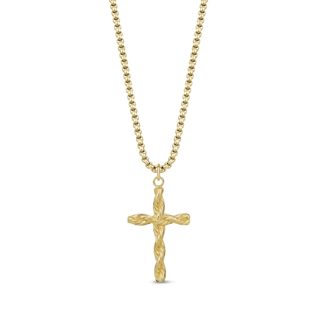 A.R.Z Steel Twisted Rope Cross Pendant
