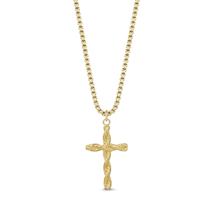 A.R.Z Steel Twisted Rope Cross Pendant