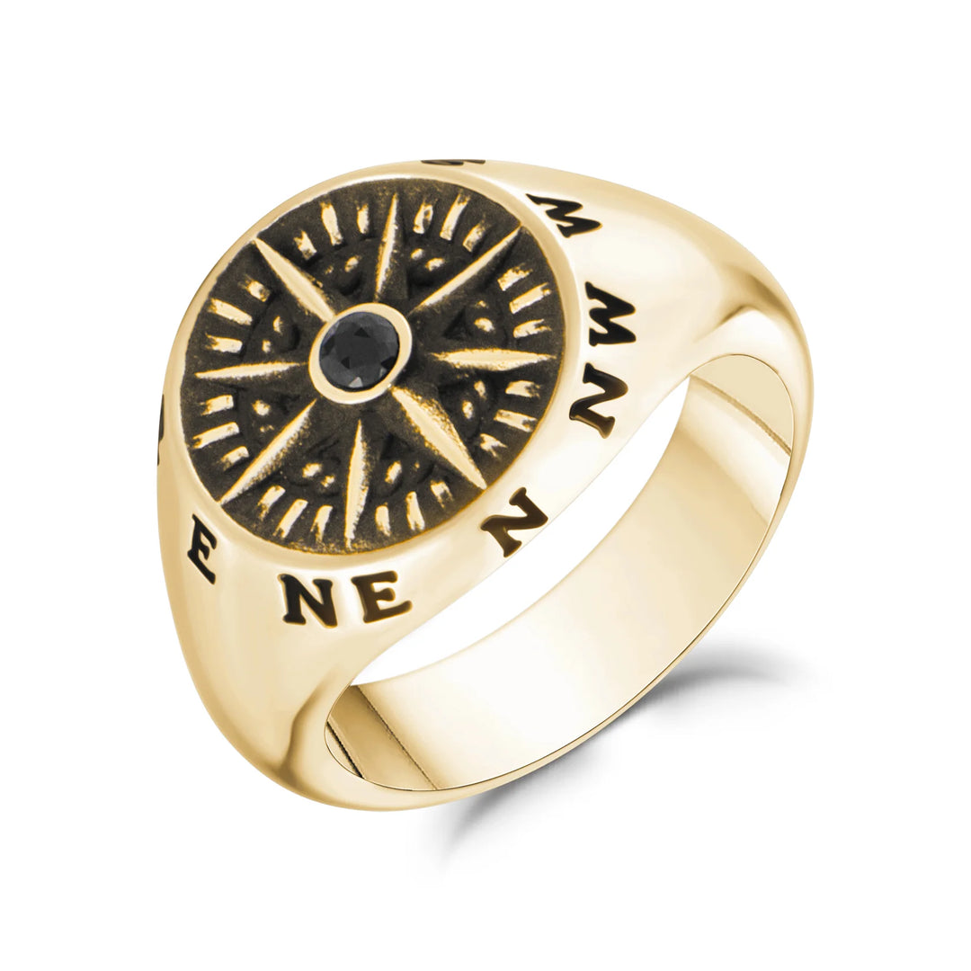 A.R.Z Steel North Star Antique Signet Ring