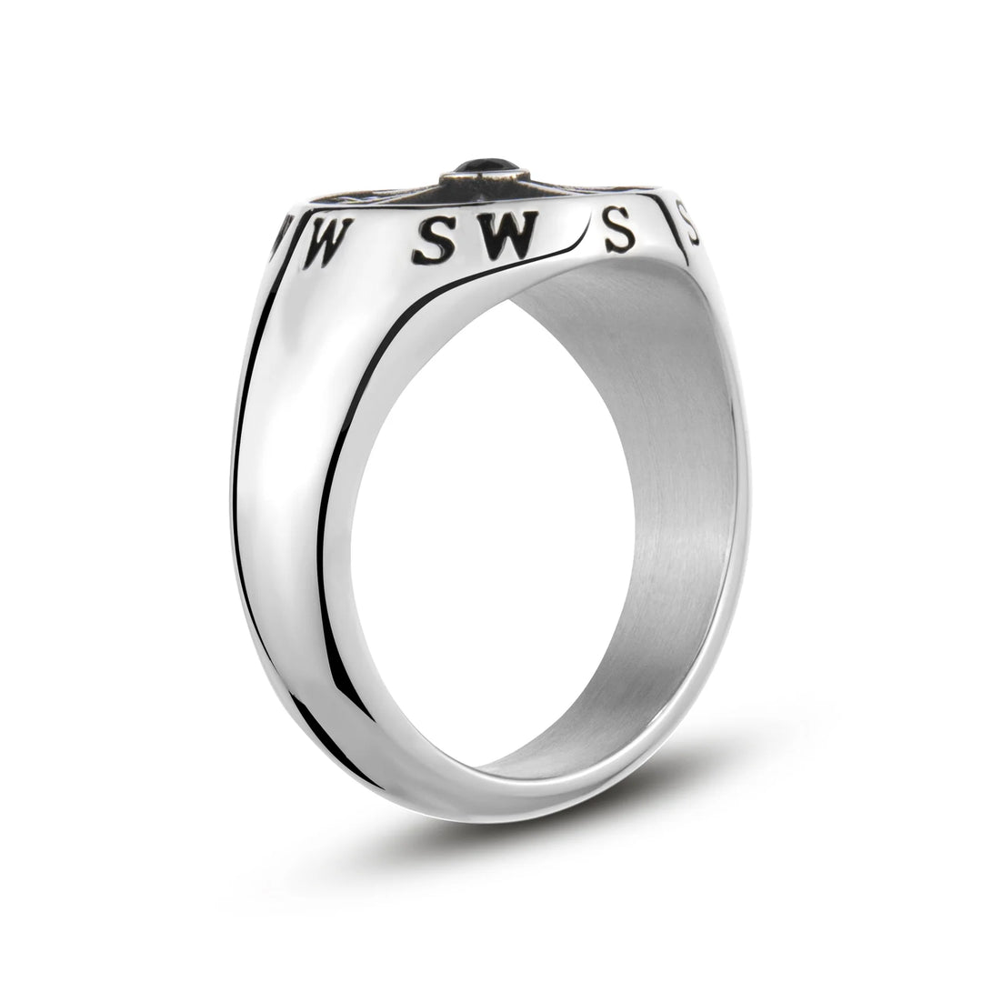 A.R.Z Steel North Star Antique Signet Ring