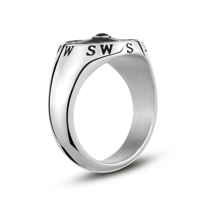 A.R.Z Steel North Star Antique Signet Ring