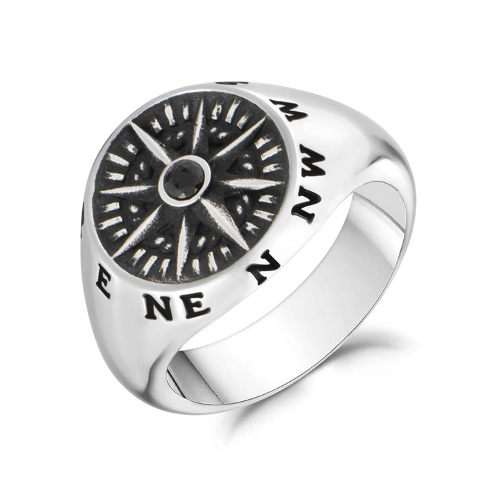 A.R.Z Steel North Star Antique Signet Ring