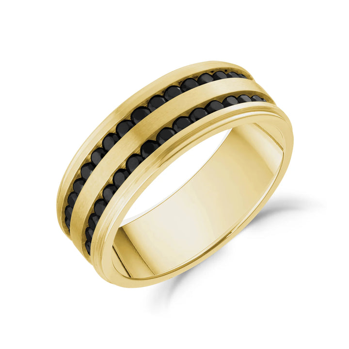 A.R.Z Steel Double Row Channel-Set Black CZ Band 8mm
