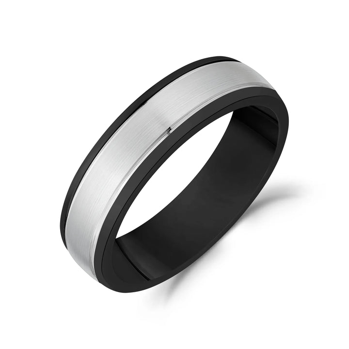A.R.Z Steel Matte &amp; Polished Wedding Band 6mm
