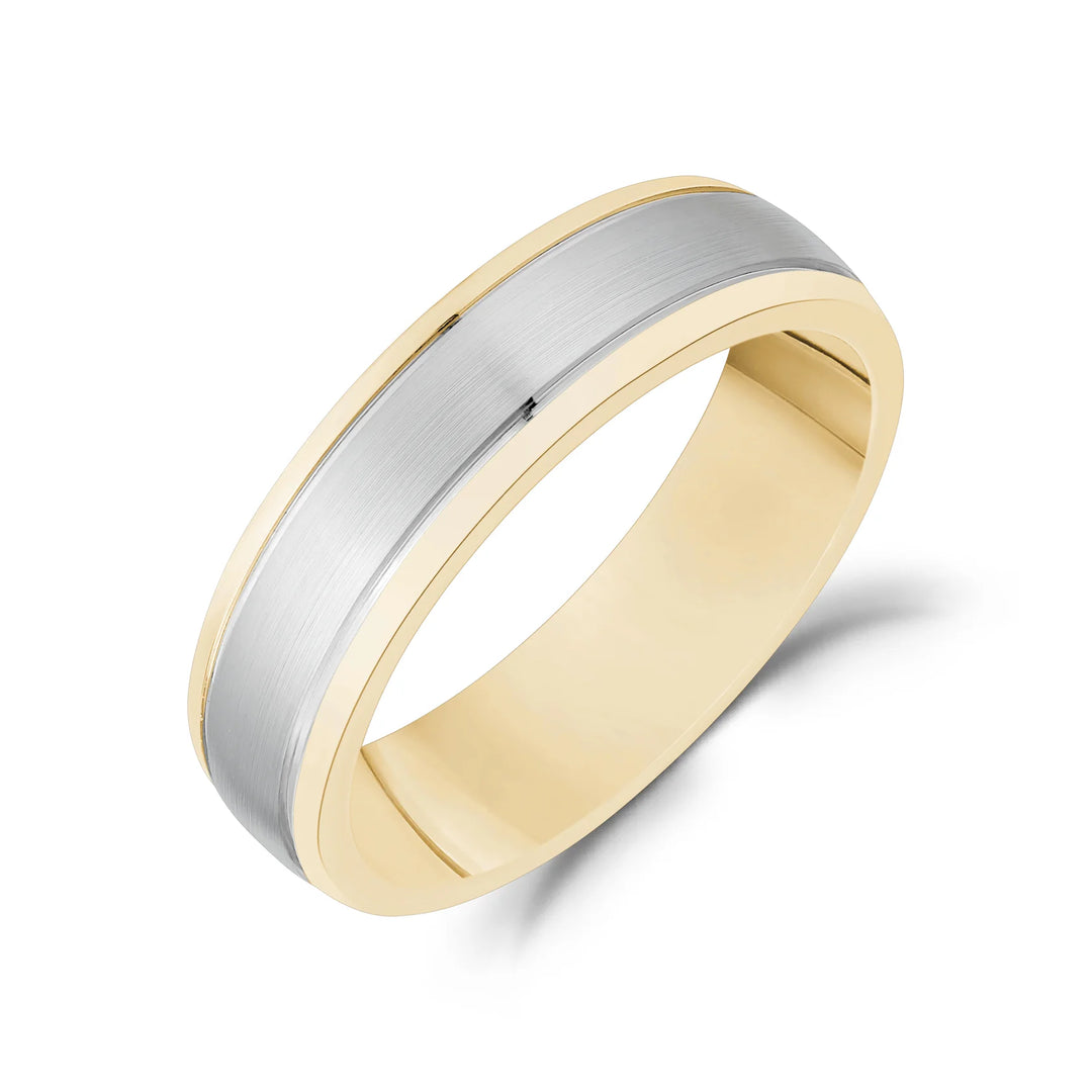 A.R.Z Steel Matte &amp; Polished Wedding Band 6mm