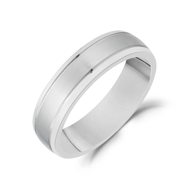 A.R.Z Steel Matte &amp; Polished Wedding Band 6mm