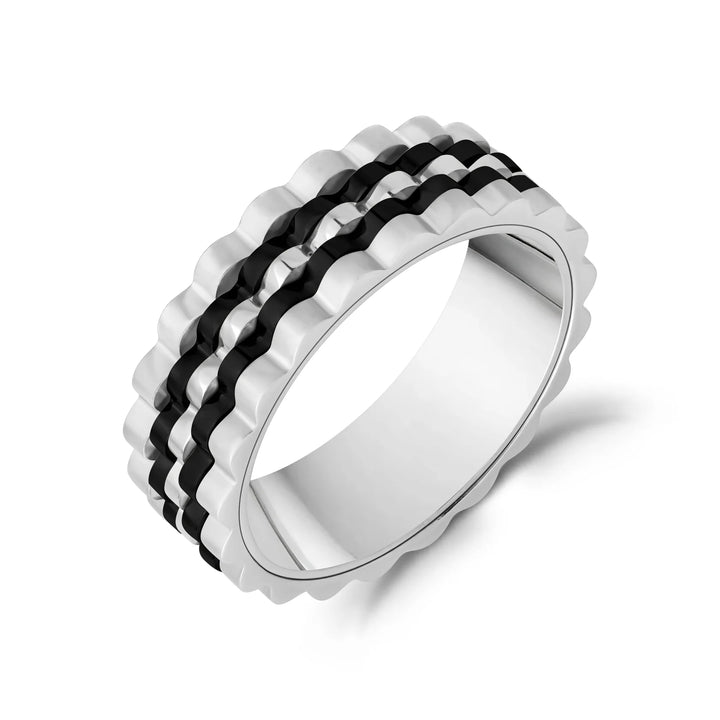 A.R.Z Steel Two-Tone Wavy Edge Ring 7mm