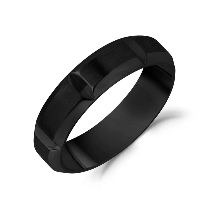 A.R.Z Steel Brushed & Polished Beveled Ring 6mm