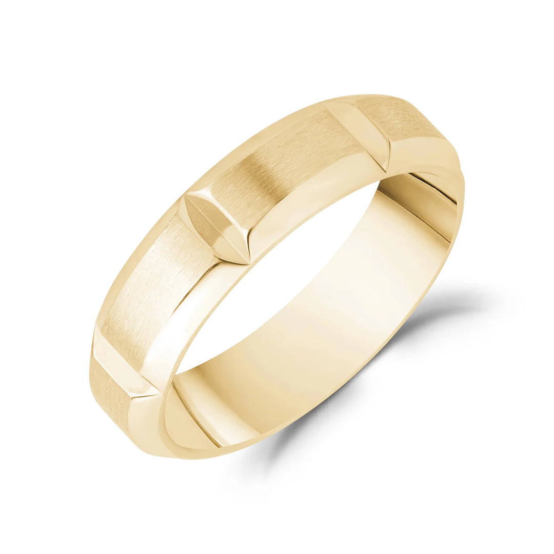 A.R.Z Steel Brushed & Polished Beveled Ring 6mm