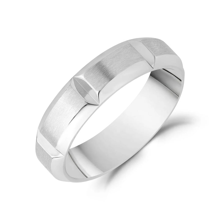 A.R.Z Steel Brushed & Polished Beveled Ring 6mm