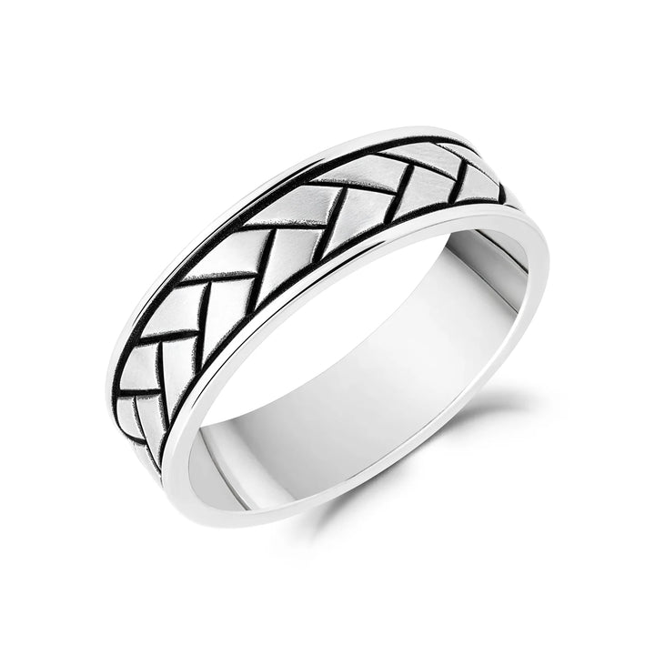 A.R.Z Steel Men’s Braided Pattern Ring 6mm