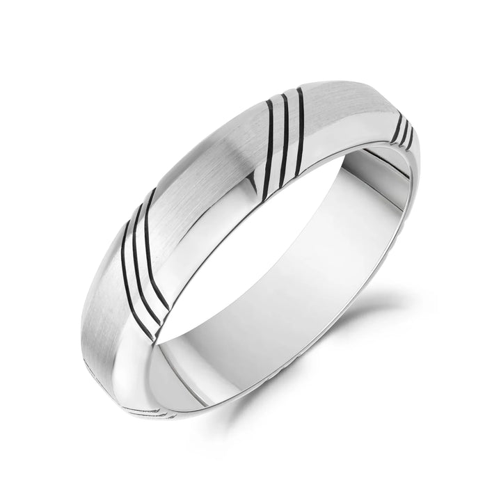A.R.Z Steel Brushed & Polished Stripe Ring 5mm