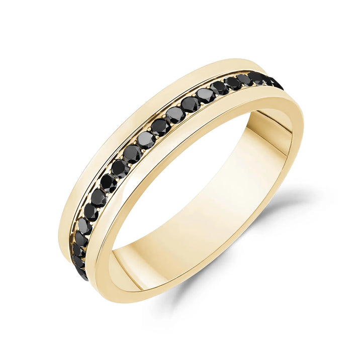 A.R.Z Steel Full Eternity Black Stone Ring 5mm