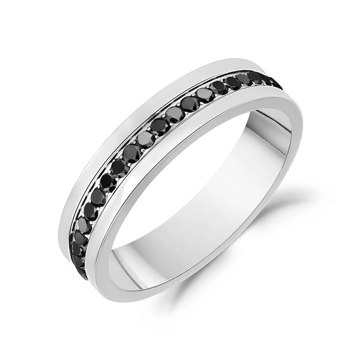 A.R.Z Steel Full Eternity Black Stone Ring 5mm