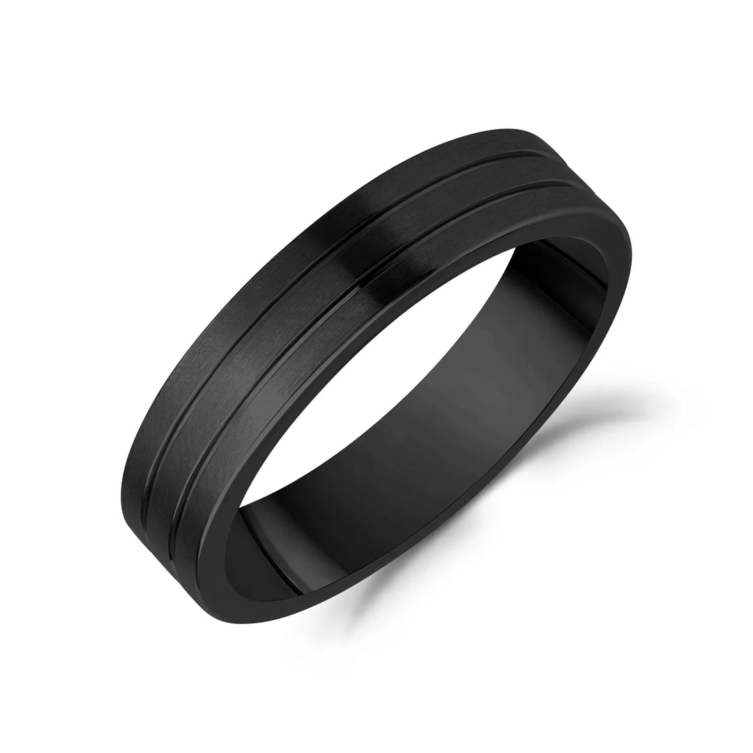 A.R.Z Steel Sleek Triple Line Wedding Band 5mm
