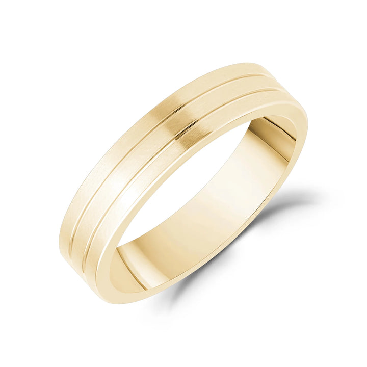 A.R.Z Steel Sleek Triple Line Wedding Band 5mm