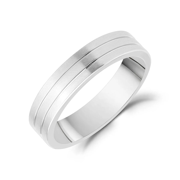 A.R.Z Steel Sleek Triple Line Wedding Band 5mm