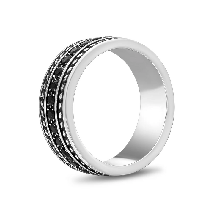 Bague ARZ Acier Pierres Blanches
