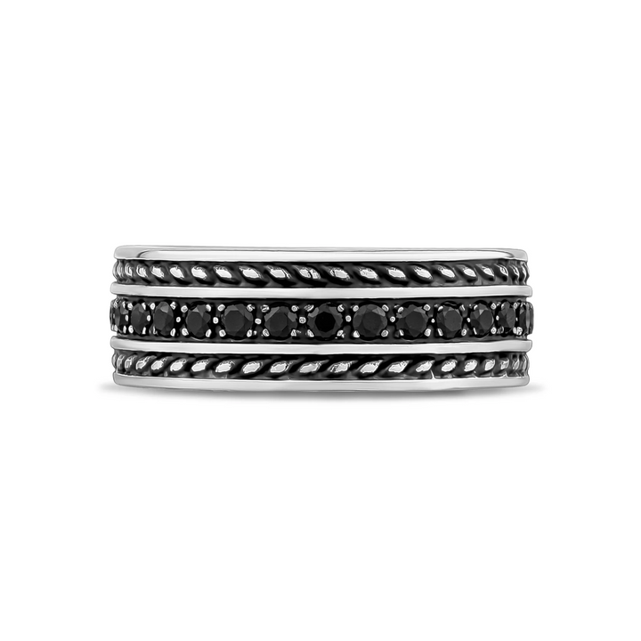 Bague ARZ Acier Pierres Blanches