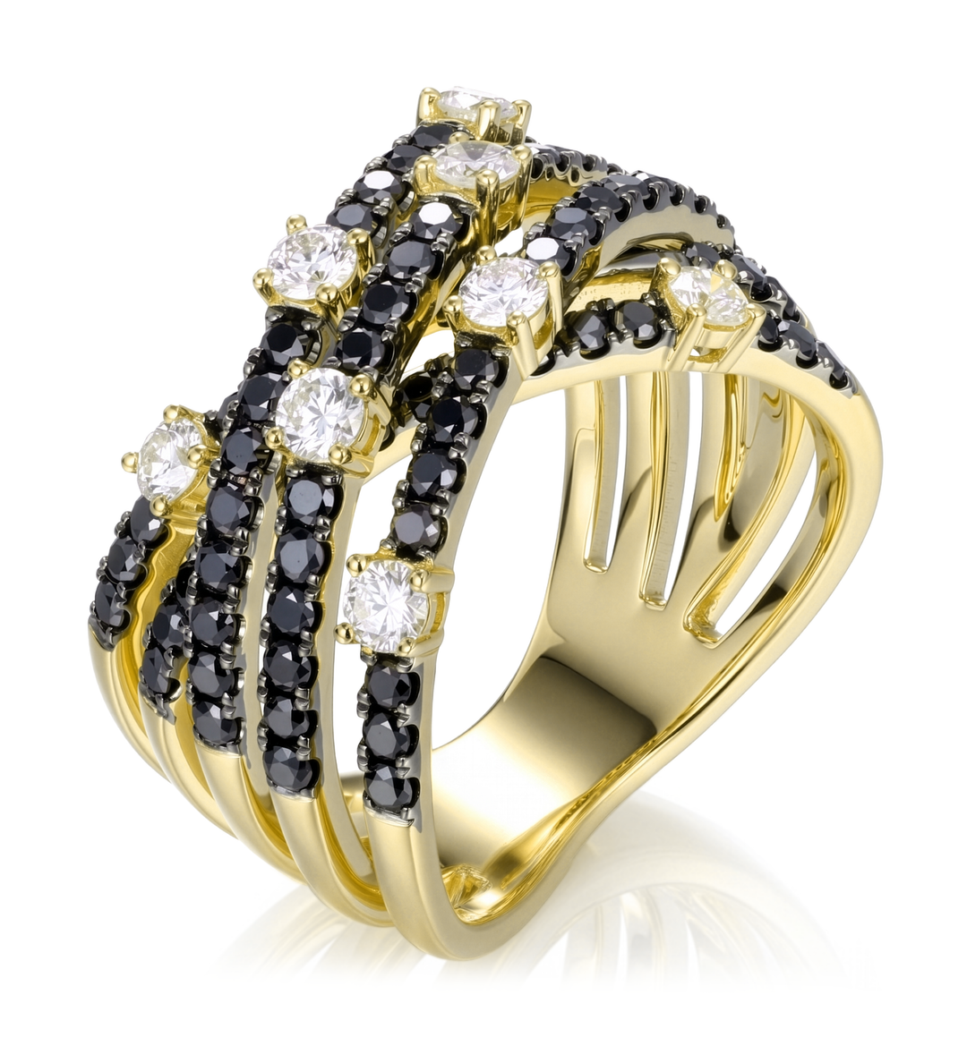 18K Gold Black Diamond & Diamond Ring