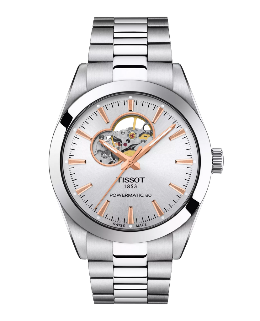 Tissot powermatic 80 open heart rose gold sales