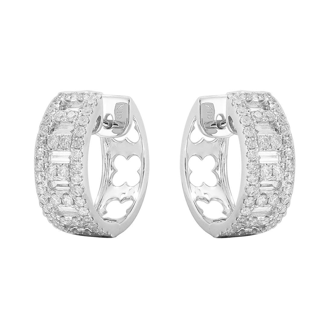 ORLY Jewellers: Diamond Hoop Huggie Earrings in 18K White Gold
