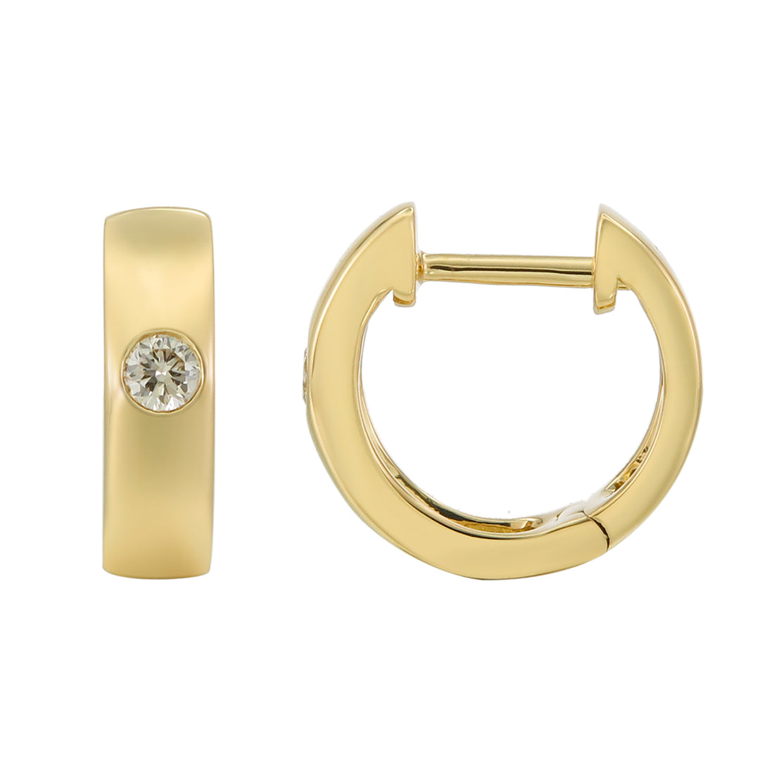 18K Gold Diamond Huggie Earrings by ORLY Jewellers