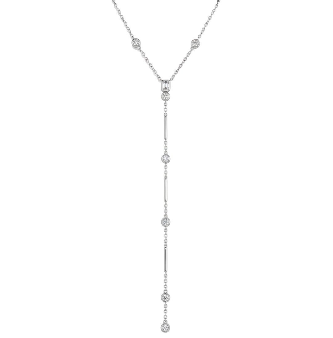 18K Gold Emerald Cut Diamond Necklace