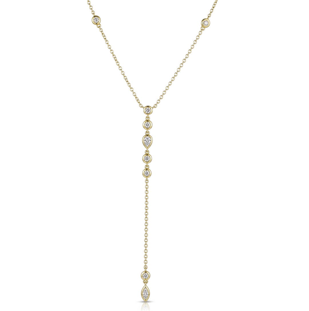 18K Gold Mixed Cut Diamond Necklace
