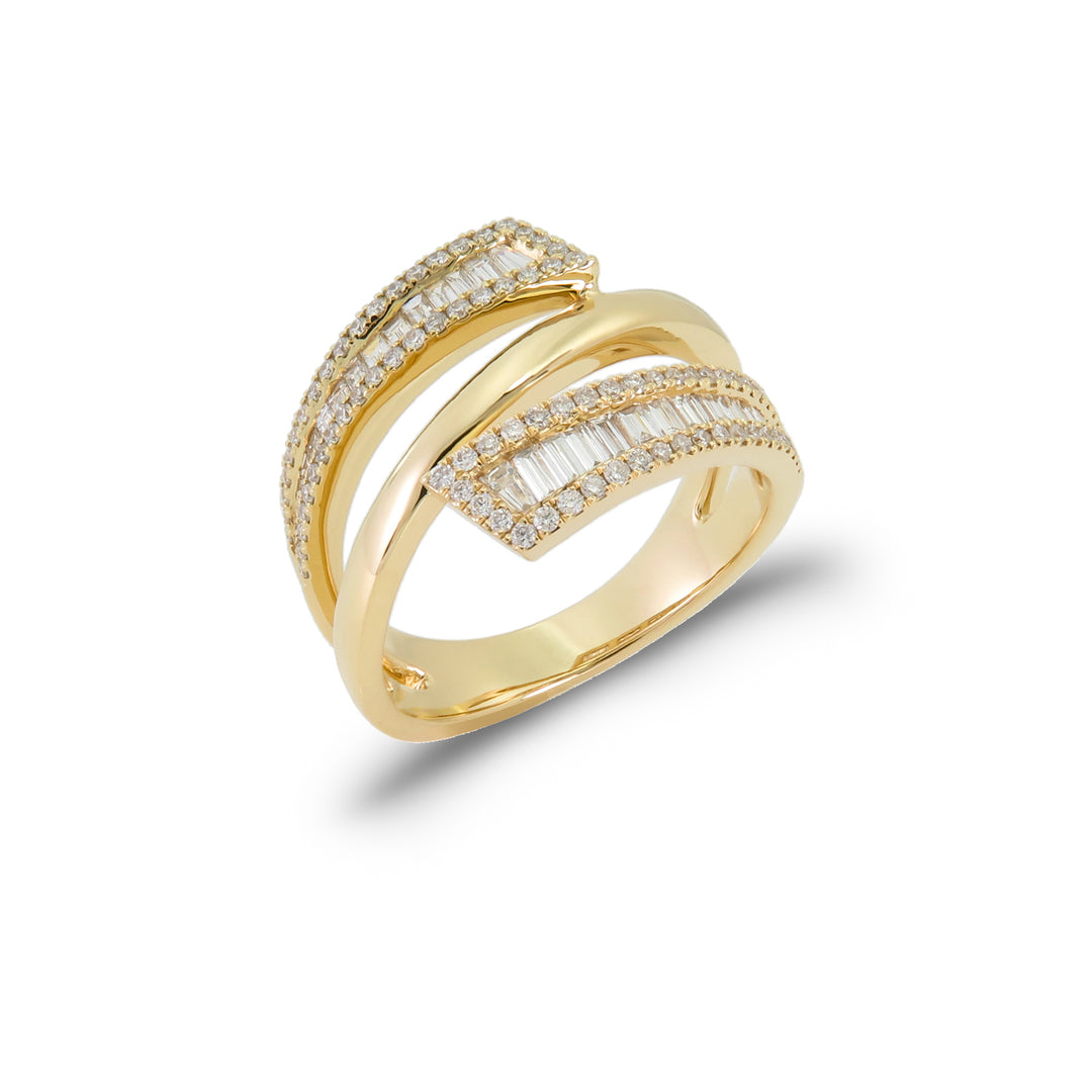 18K Gold Crossover Baguette Diamond Ring by ORLY Jewellers