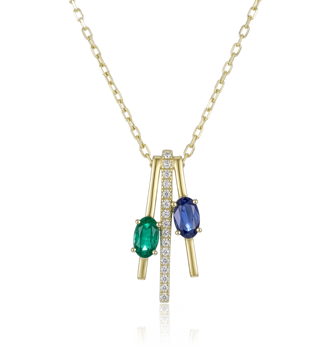 14K Gold Oval Diamond Necklace