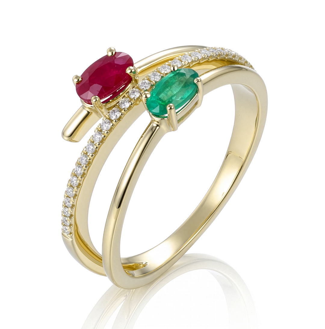 14K Gold Oval Diamond Ring