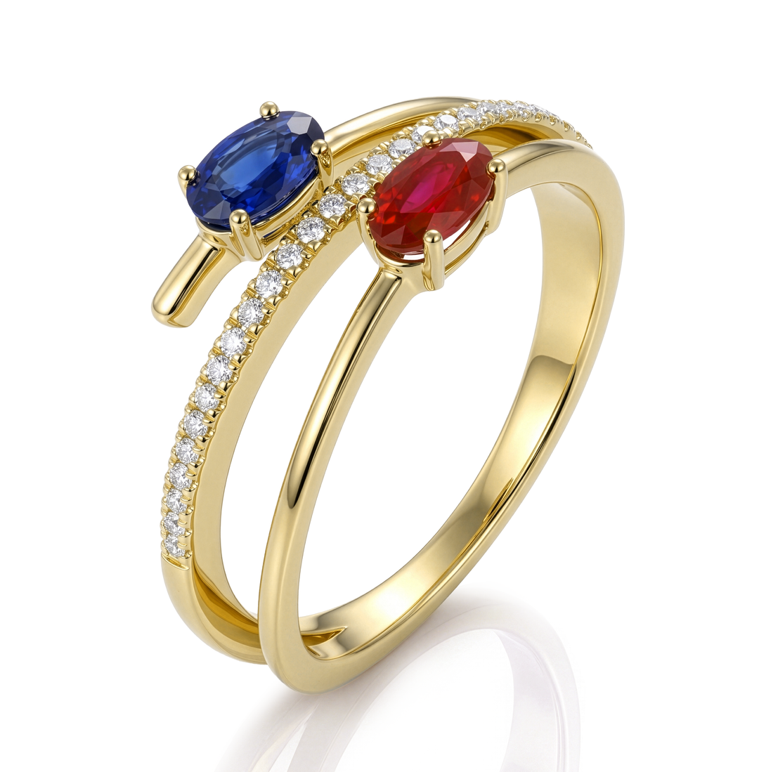 14K Gold Oval Diamond Ring