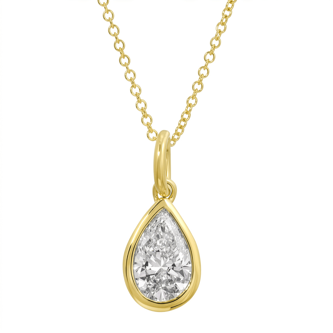 Bezel Set Pear Shape Lab Diamond Charm