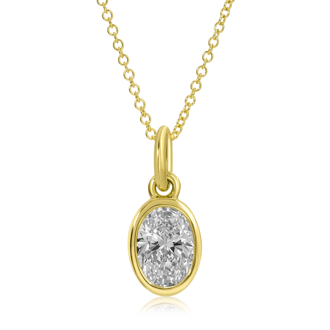 Oval Shape Bezel Set Lab Diamond Charm