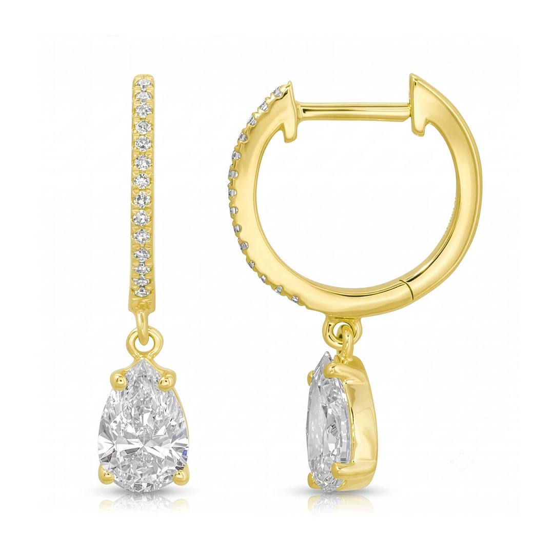 Lab Diamond Pear Huggie Earrings