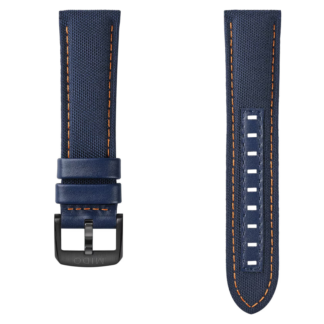 MIDO Multifort TV Big Date Blue Fabric & Leather Strap 22mm