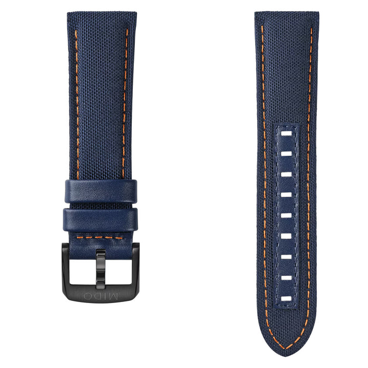 MIDO Multifort TV Big Date Blue Fabric & Leather Strap 22mm