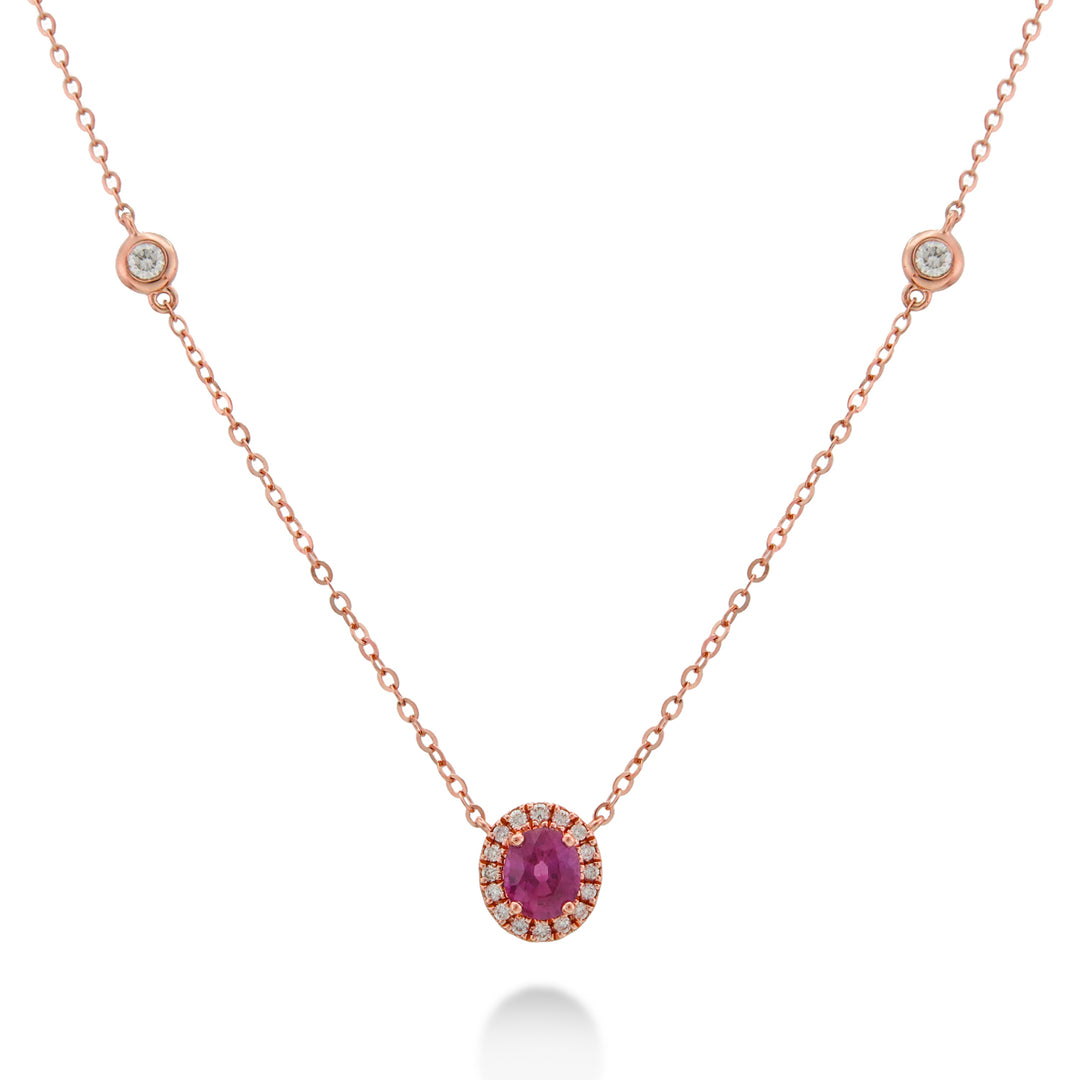 18K Gold Ruby & Diamond Necklace by ORLY Jewellers